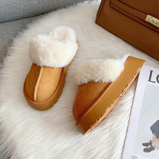 Fur Slip on Platform Slides