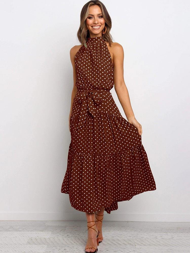 Summer Polka Dot Halter Dress