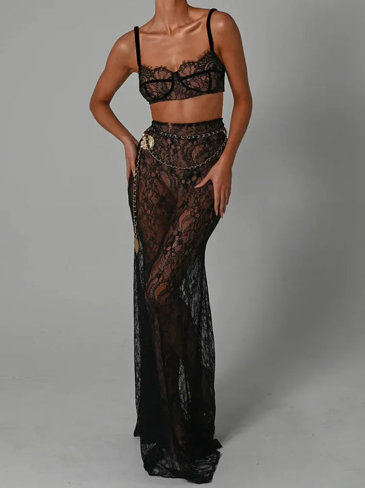 A&A Luxe Lace Two Piece Maxi Skirt Set