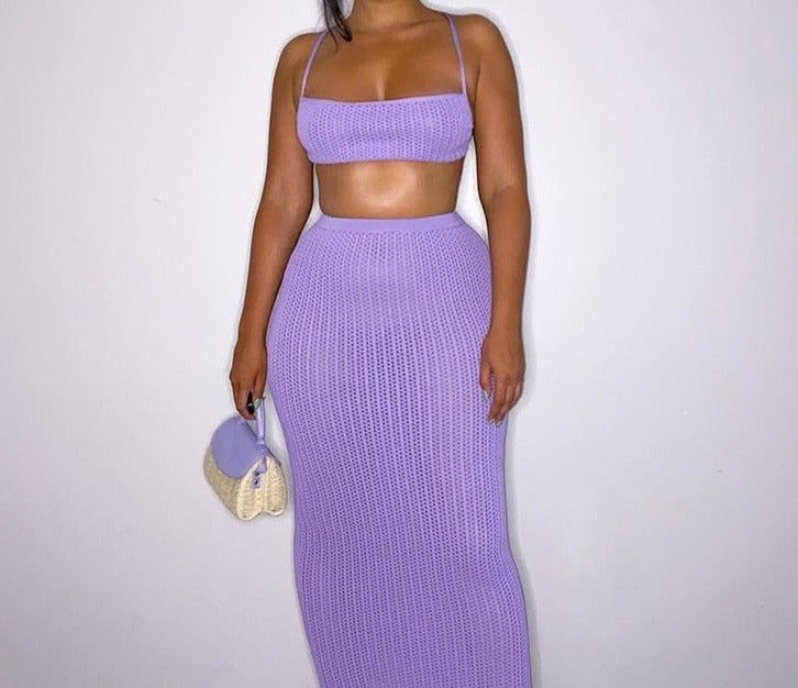 Two Piece Knitted Maxi Skirt Top