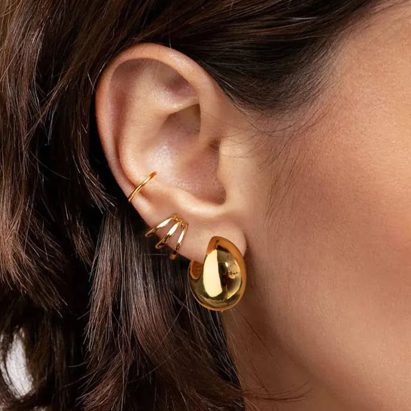 Gold Round Chunky Earrings