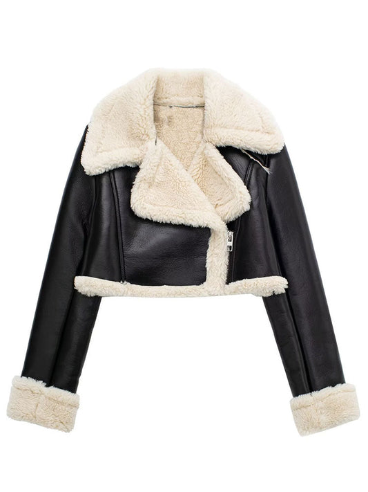 Shearling Detail Cropped Jacket