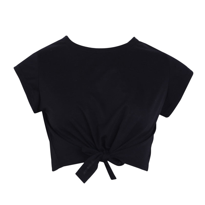 Essentials Knotted Tie Front Crop Top