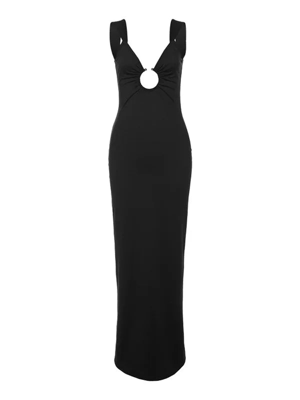 V-neck Slip Backless Evening Maxi Dress