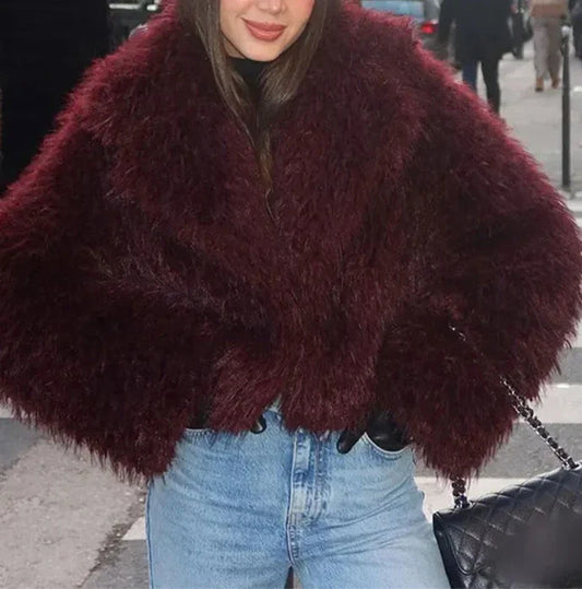 Zaha Fuzzy Faux Fur Coat