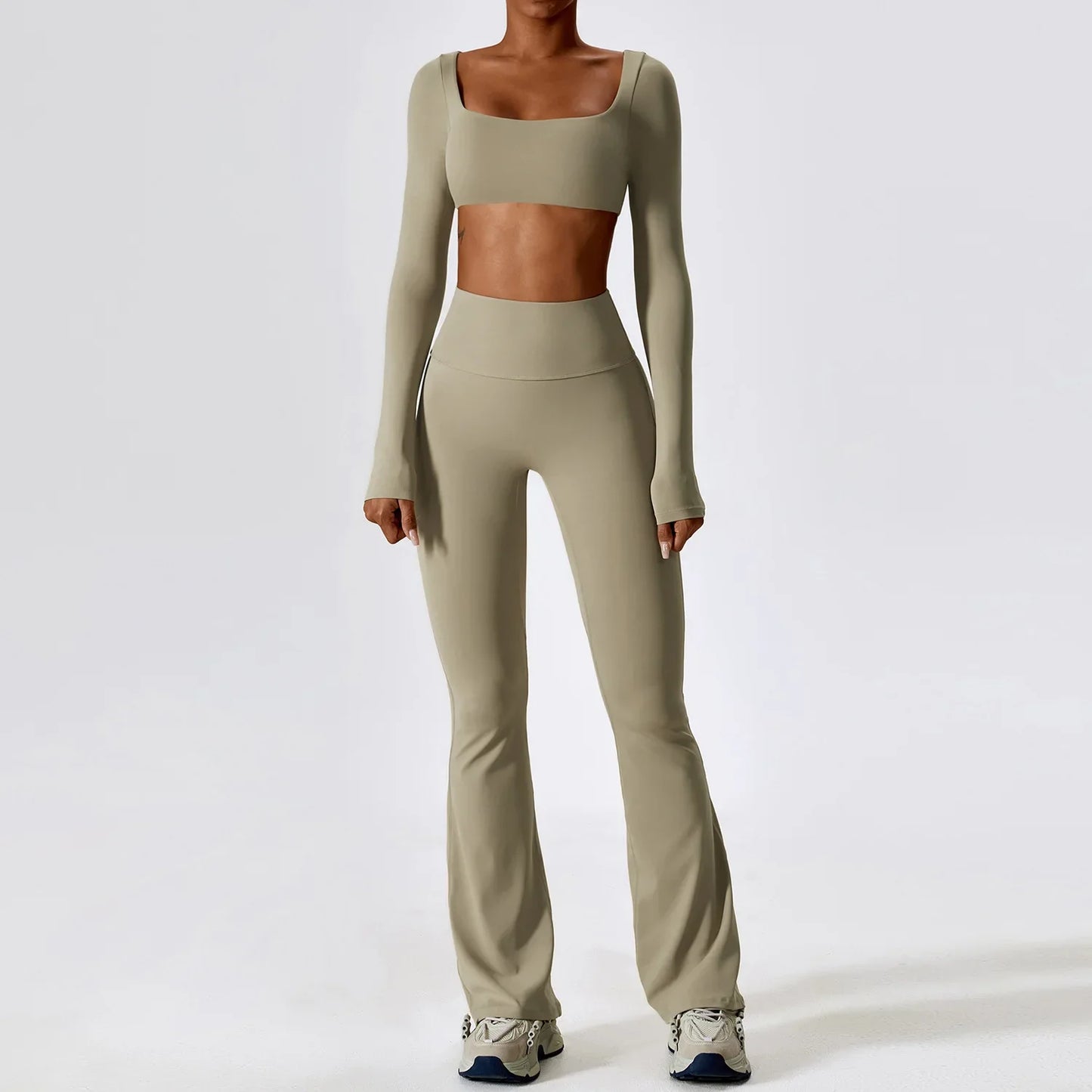 Flexi Flare Scrunch Leggings & Long Sleeve Crop Top Set