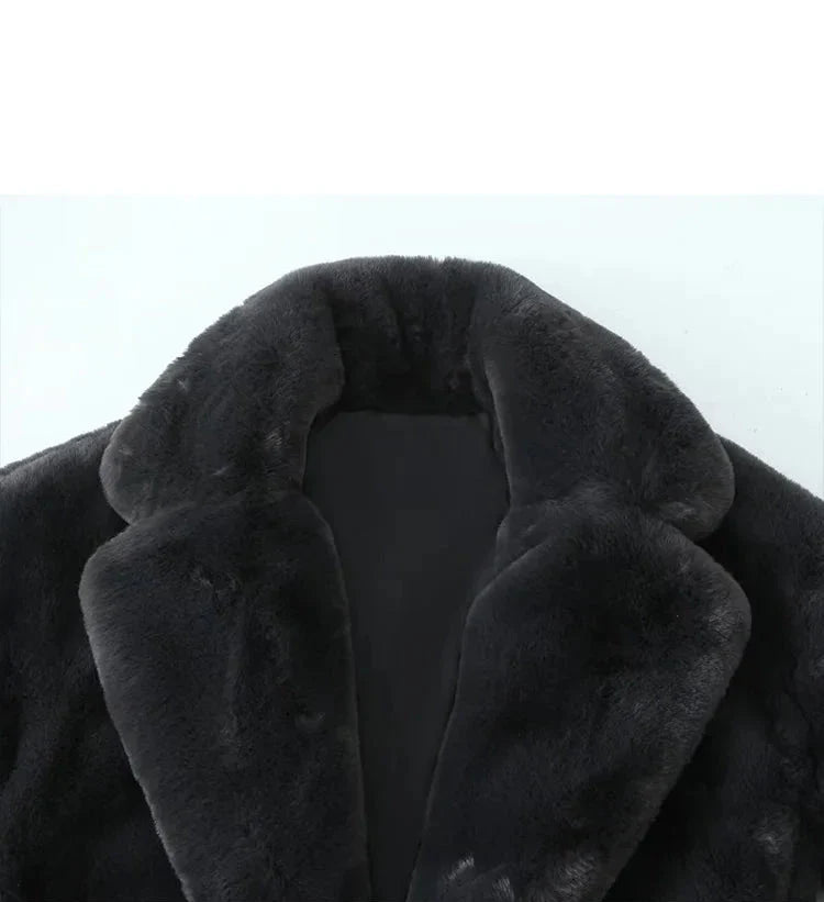 Black Soea Faux Fur Long Sleeve Coat