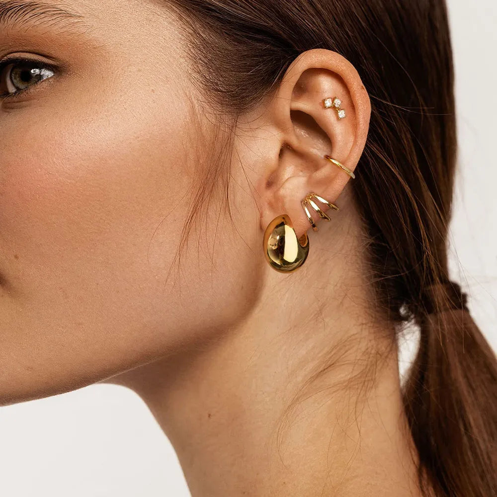 Gold Round Chunky Earrings