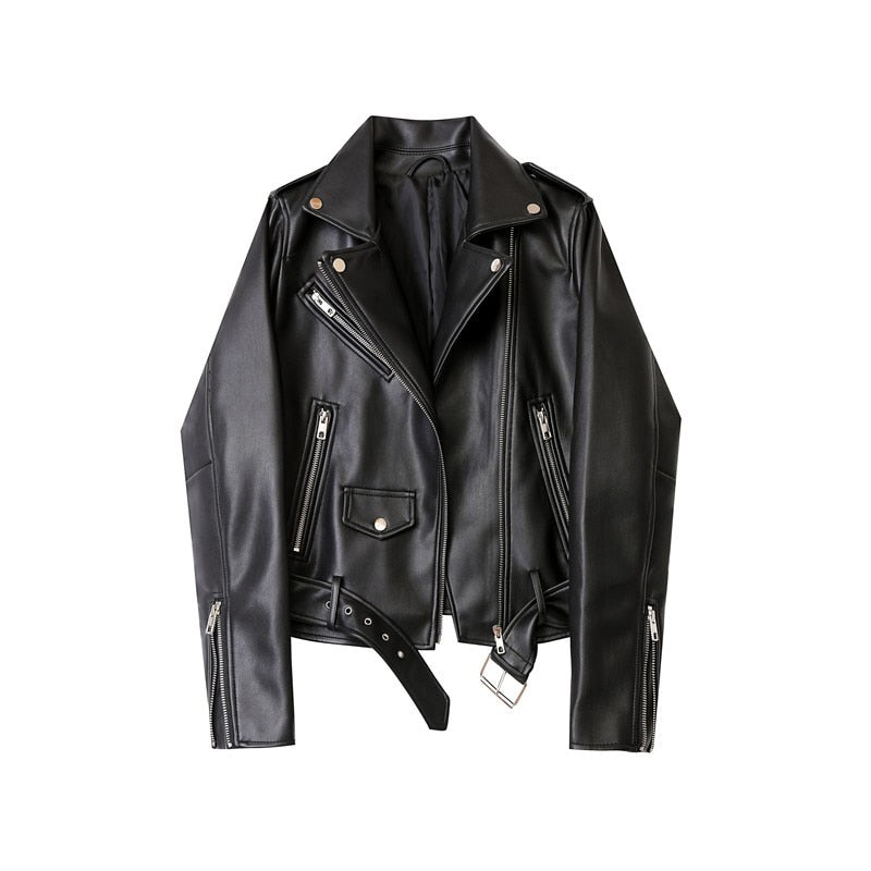 Belted Faux Leather Jacket