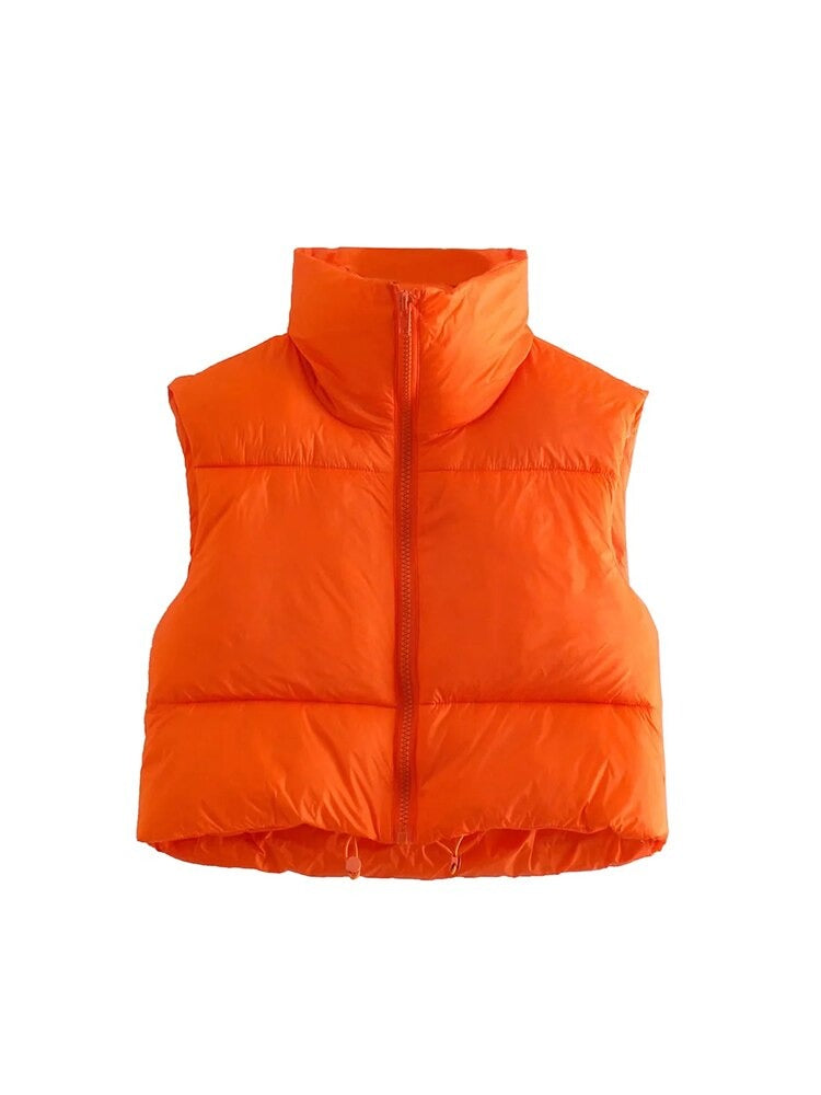 High Neck Padded Cropped Gilet