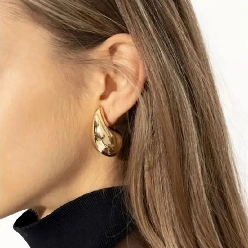 Vintage Gold Plated Chunky Dome Tear Drop Earrings