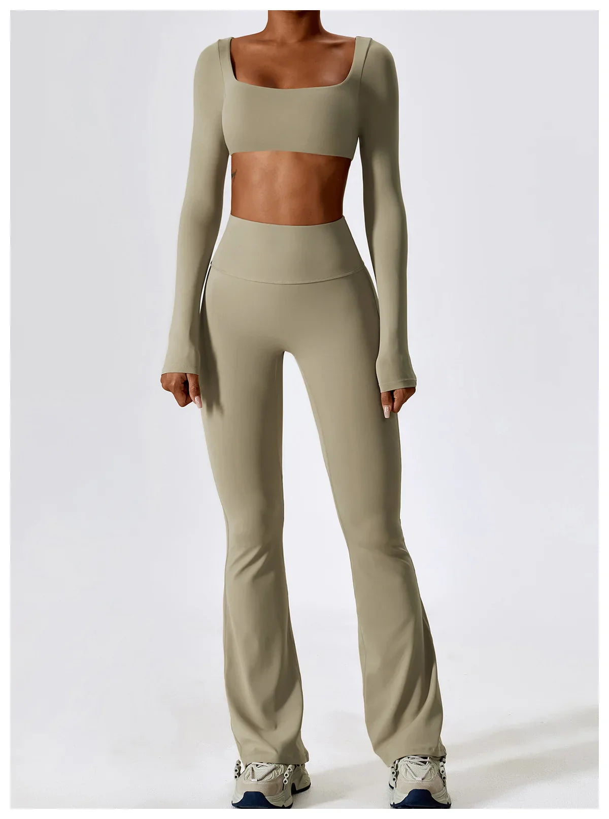 Flexi Flare Scrunch Leggings & Long Sleeve Crop Top Set