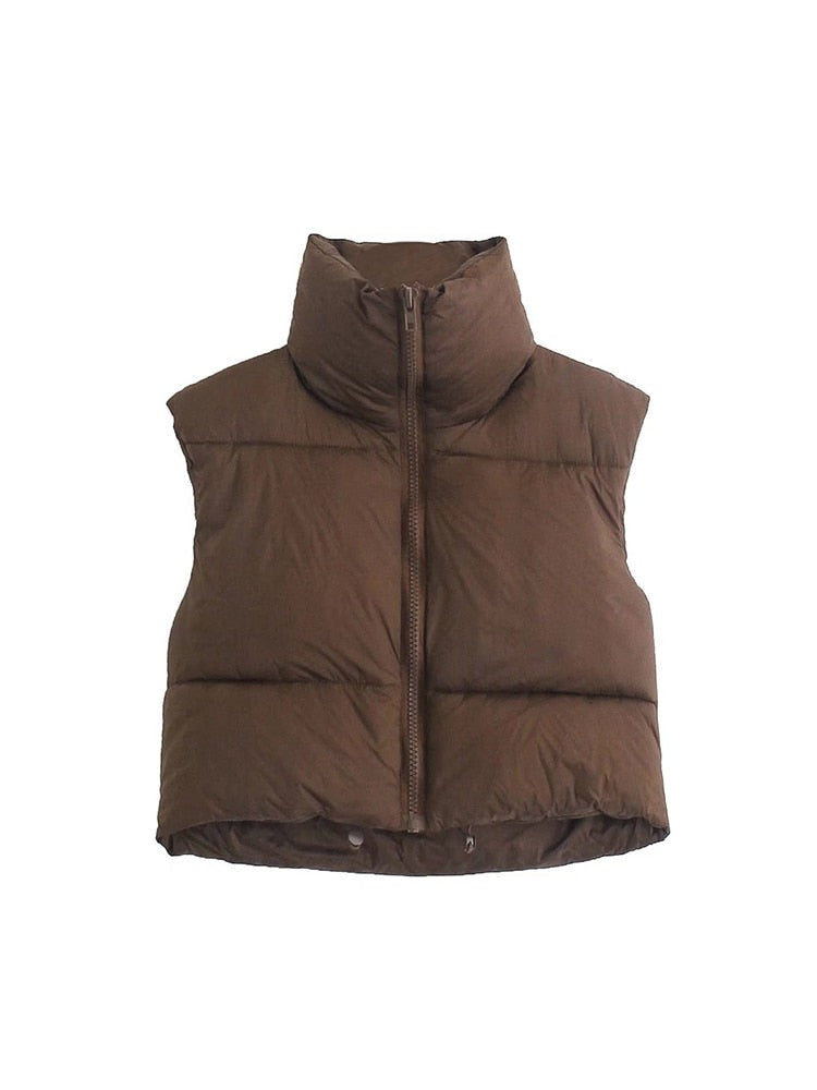 High Neck Padded Cropped Gilet