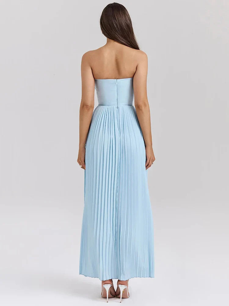 Luxe Strapless Pleated Maxi Dress