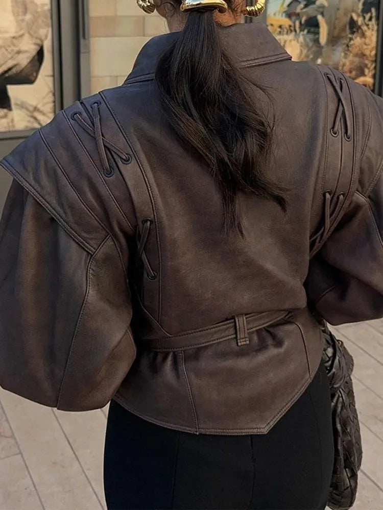 Belted Faux Leather Jacket