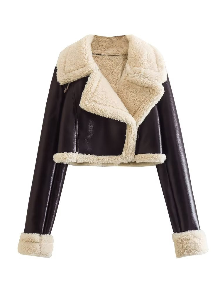 Shearling Detail Cropped Jacket