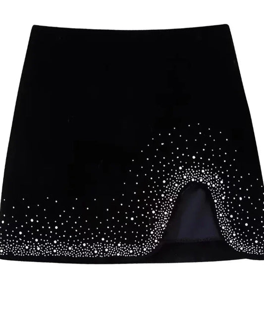 Sequined Velvet Mini Skirt