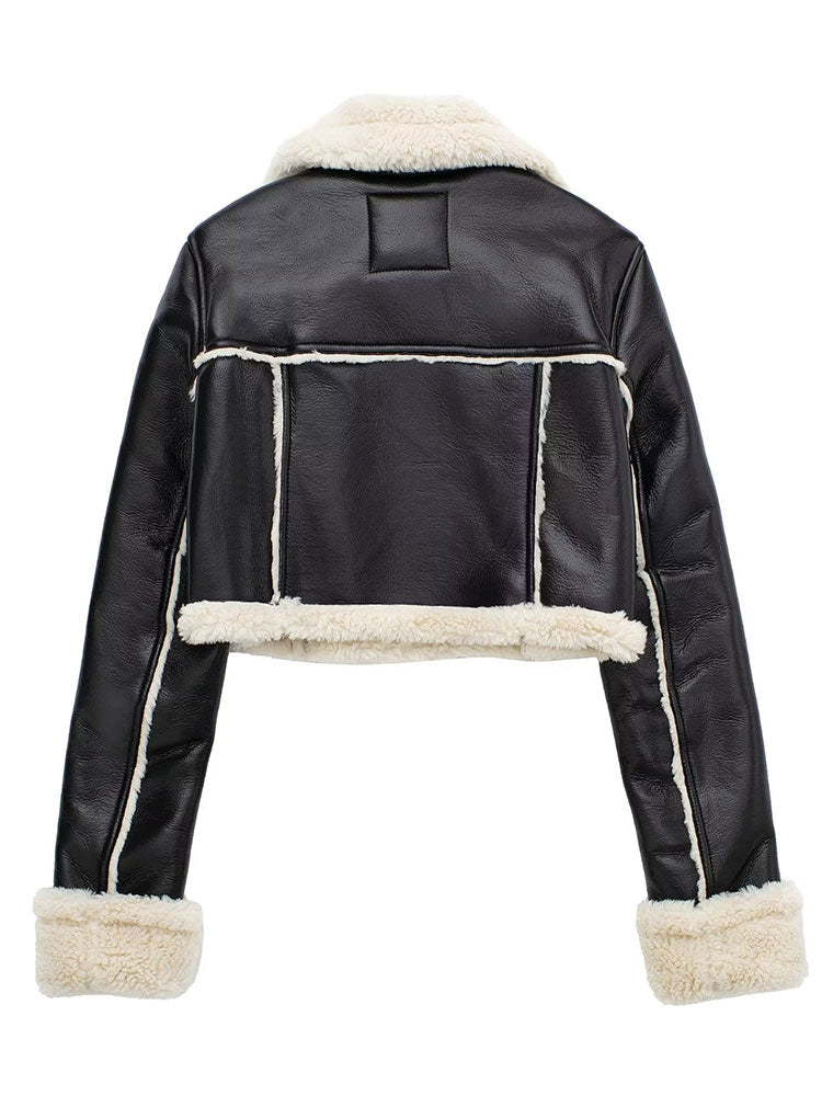 Shearling Detail Cropped Jacket