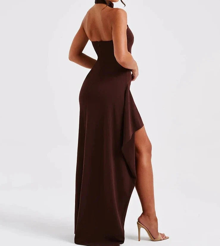 Sleeveless Halter Neck Thigh High Split Maxi Dress