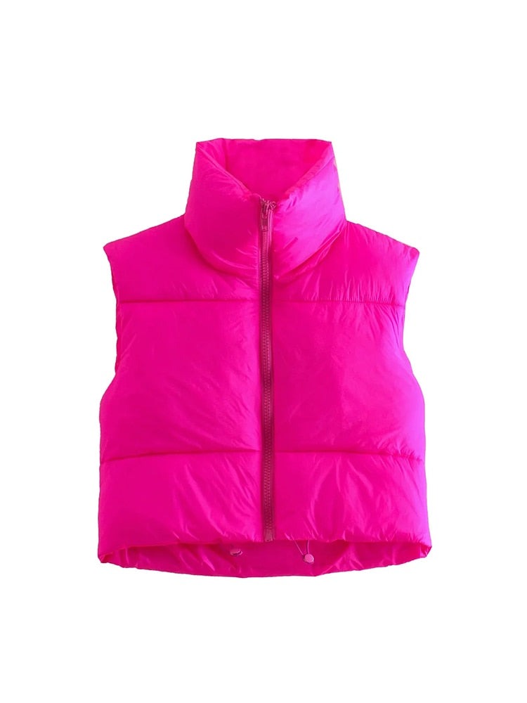 High Neck Padded Cropped Gilet