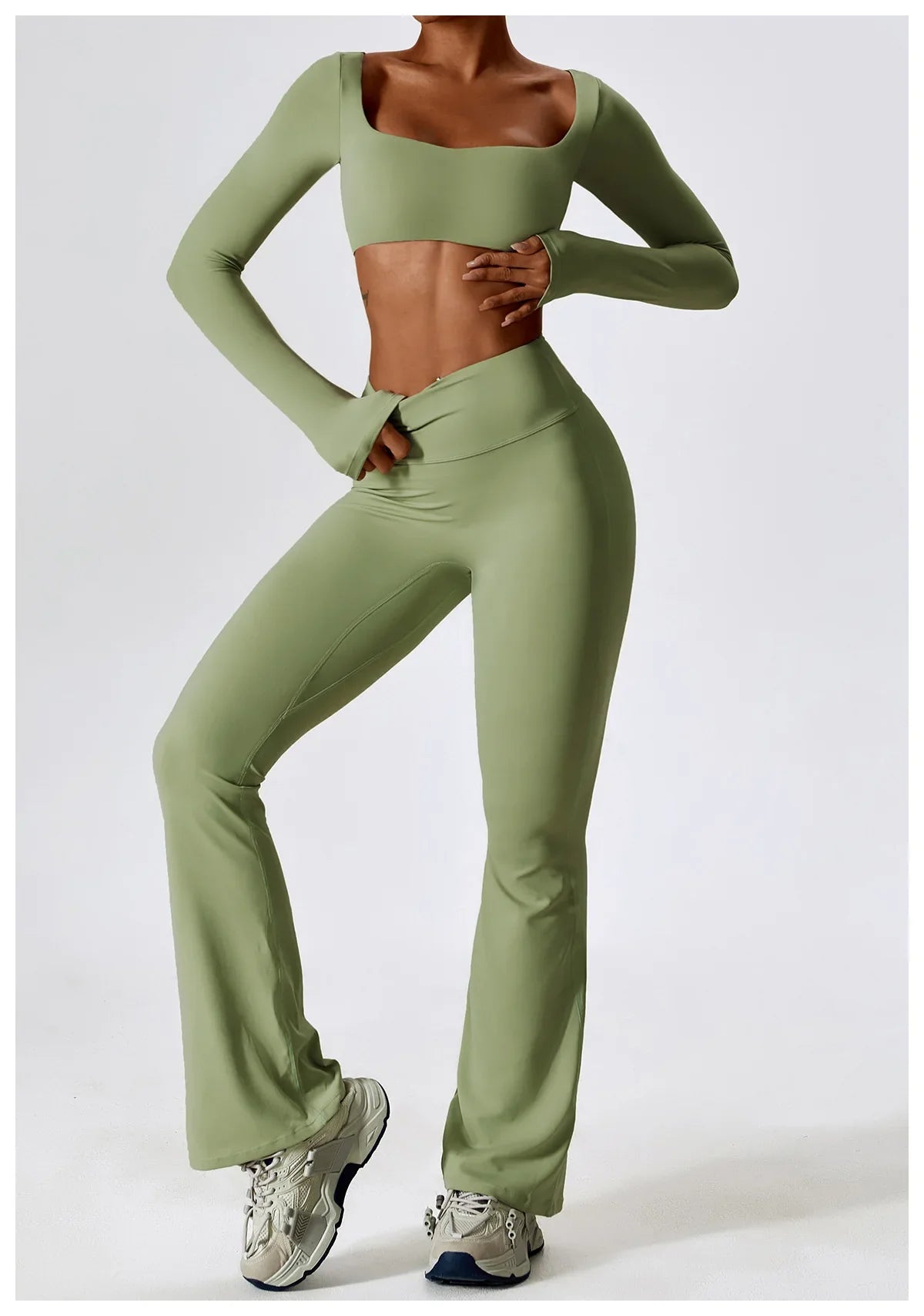 Flexi Flare Scrunch Leggings & Long Sleeve Crop Top Set