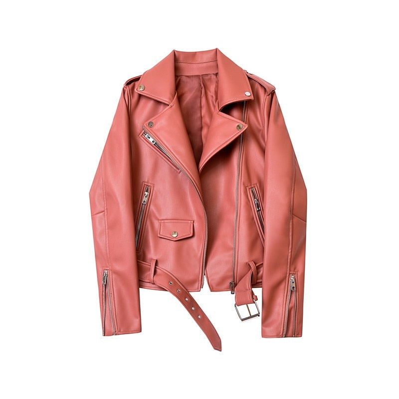 Belted Faux Leather Jacket