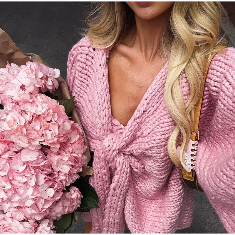 Brooklyn Pink Knitted Bow Sweater