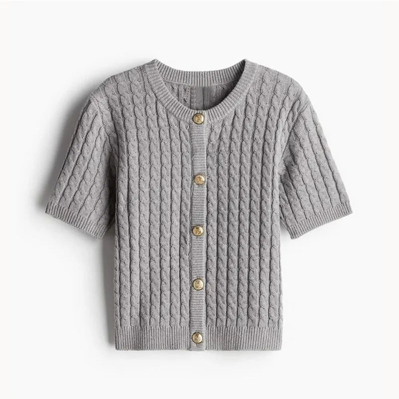 Casual Knitted Short Sleeve Cardigan