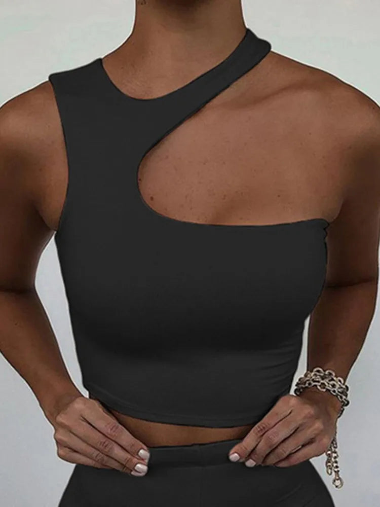 Cut Out Crop Off Shoulder Top