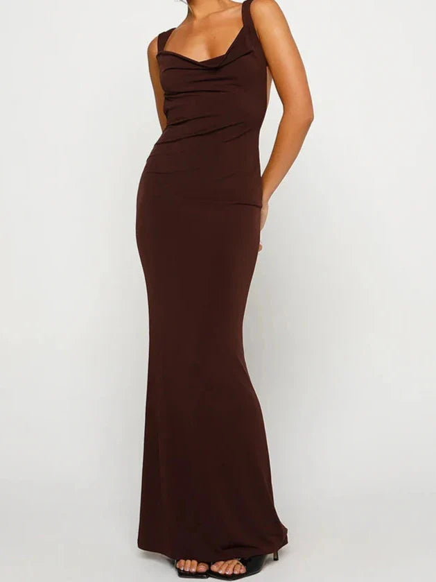 Double Shoulder Straps Backless Maxi Dress