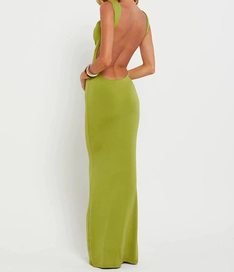 Double Shoulder Straps Backless Maxi Dress