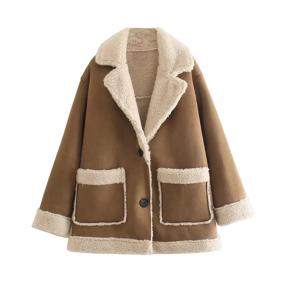 Faux Fur Wool Fleece Coat