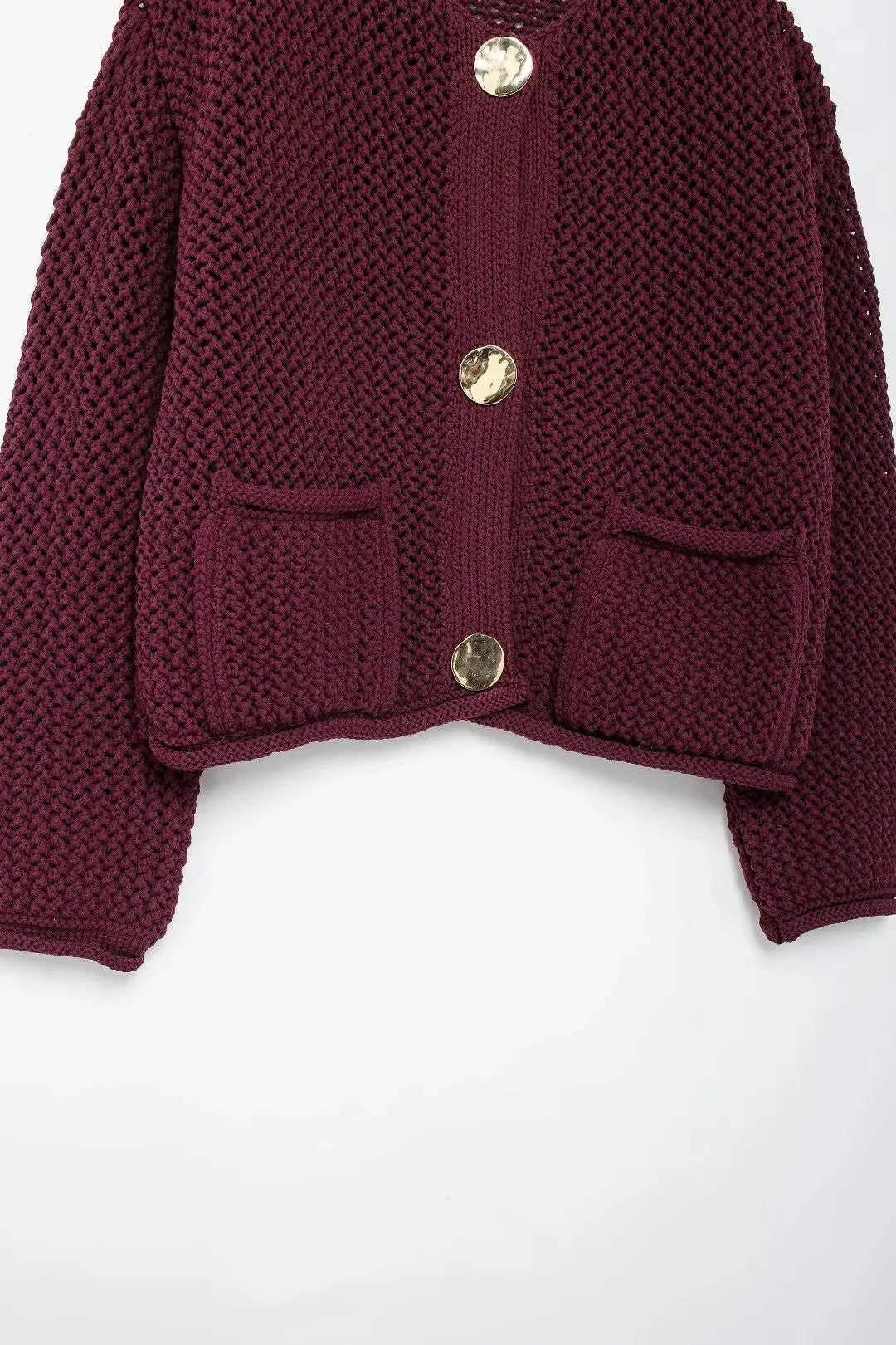 Claret Knitted Button Down Cardigan