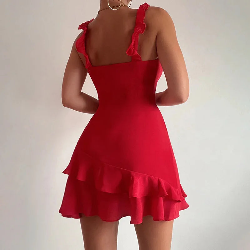 Mini Ruffle Ruched Sleeveless Bodycon Dress