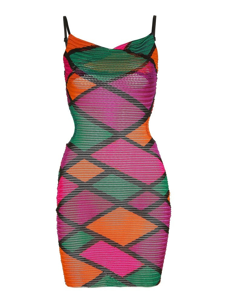 Patchwork Mini Bodycon Dress