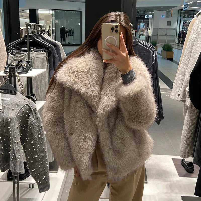 Gradient Luxe Fur Coat Luxury Big Fur