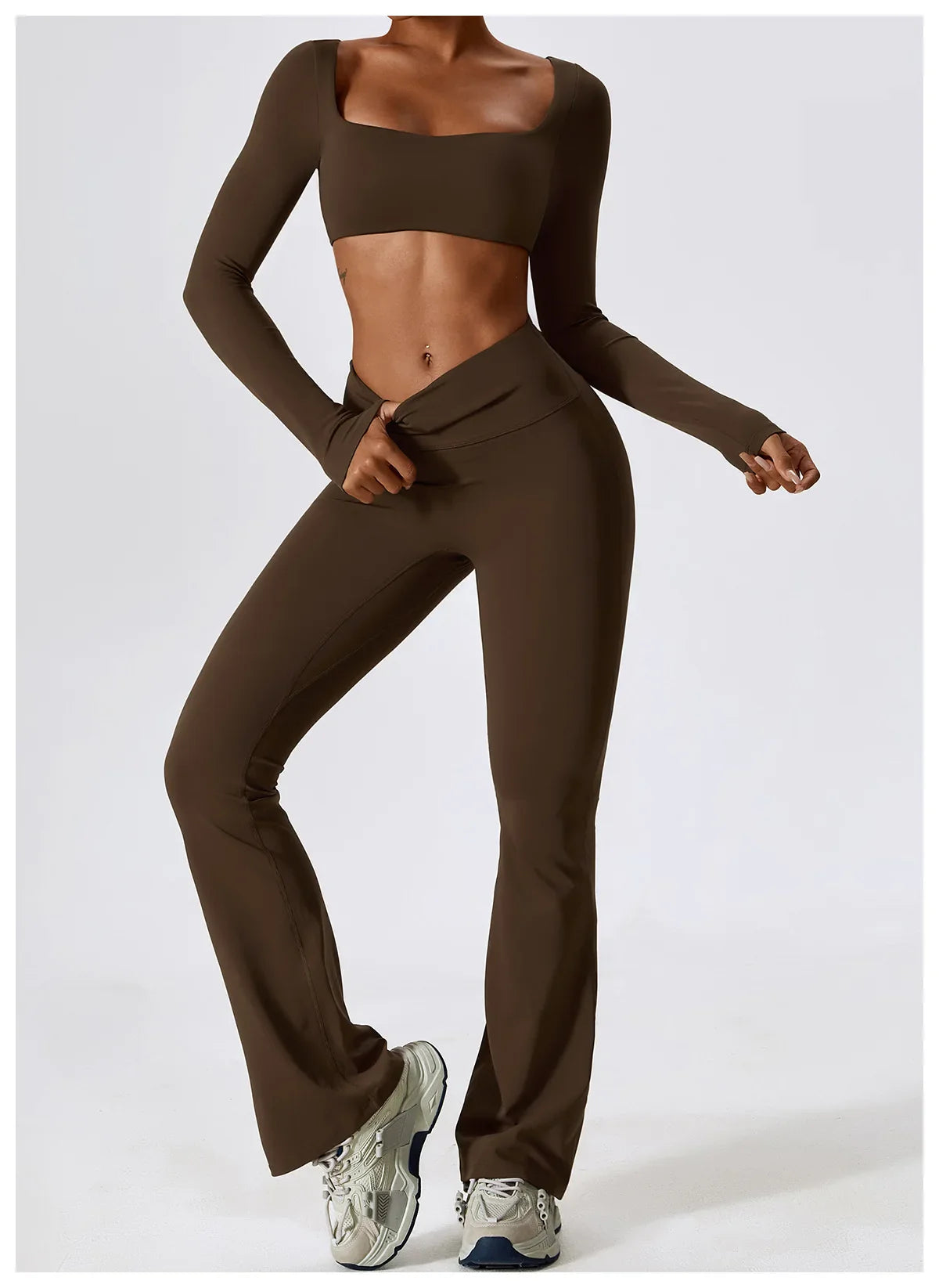 Flexi Flare Scrunch Leggings & Long Sleeve Crop Top Set