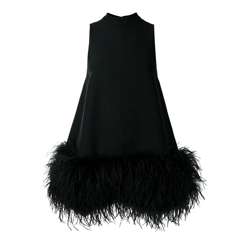 Luxe A Line Feather Tassel Dress