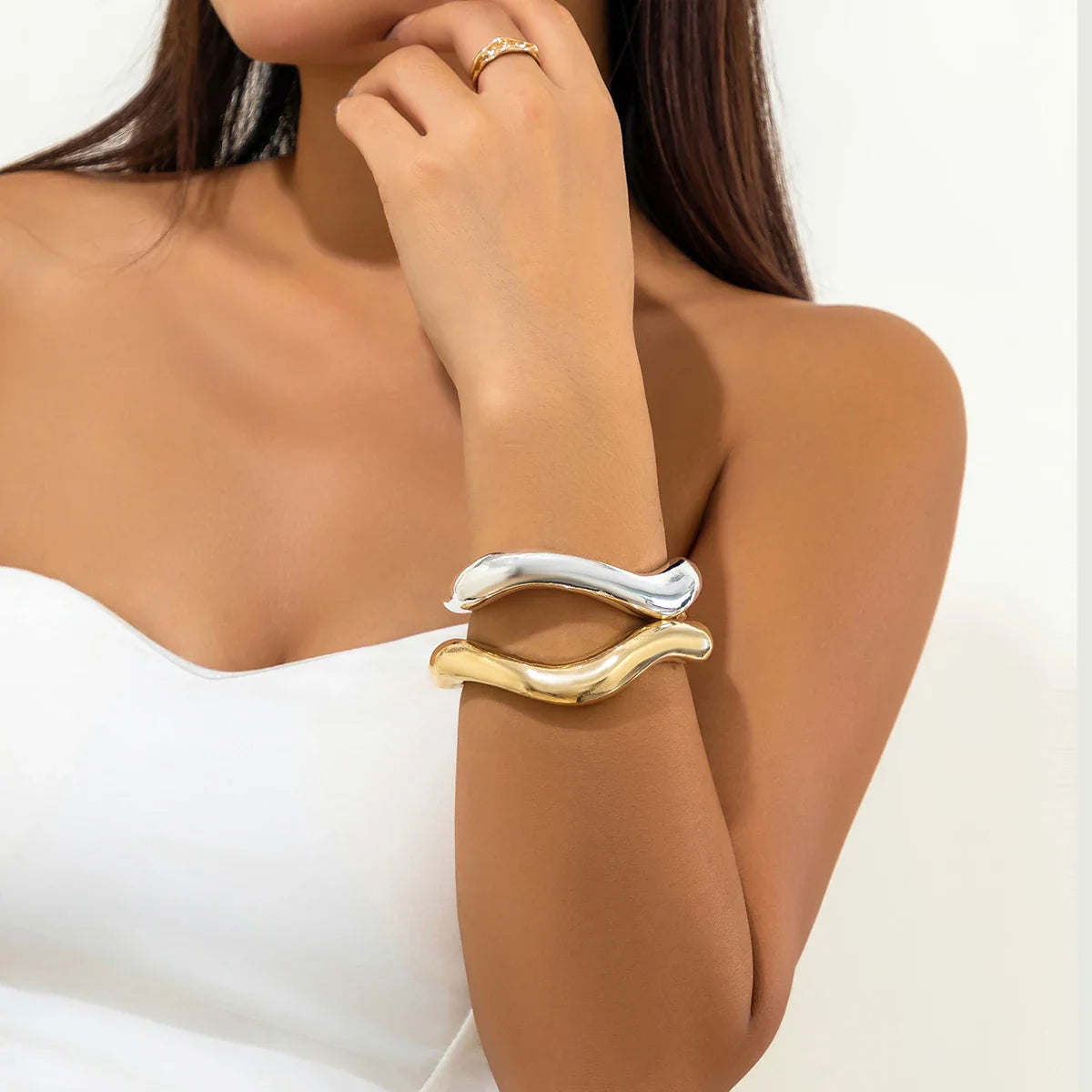 Chunky Heavy Metal Open Cuff Bangles