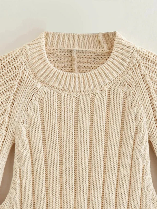 Chic Beige Knitted Backless Bow Tie  Sweater