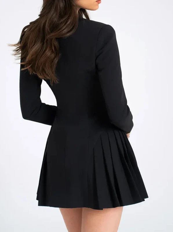 V Neck Single-Breasted A-Line Blazer Dress