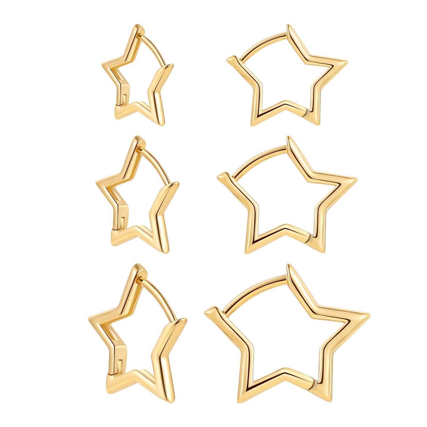 Smooth Copper Metal Star Hoop Earrings