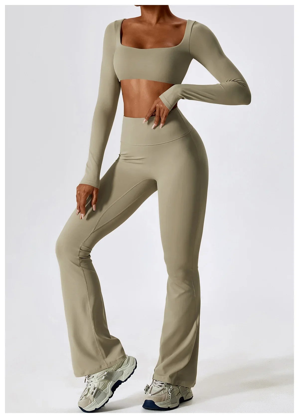 Flexi Flare Scrunch Leggings & Long Sleeve Crop Top Set