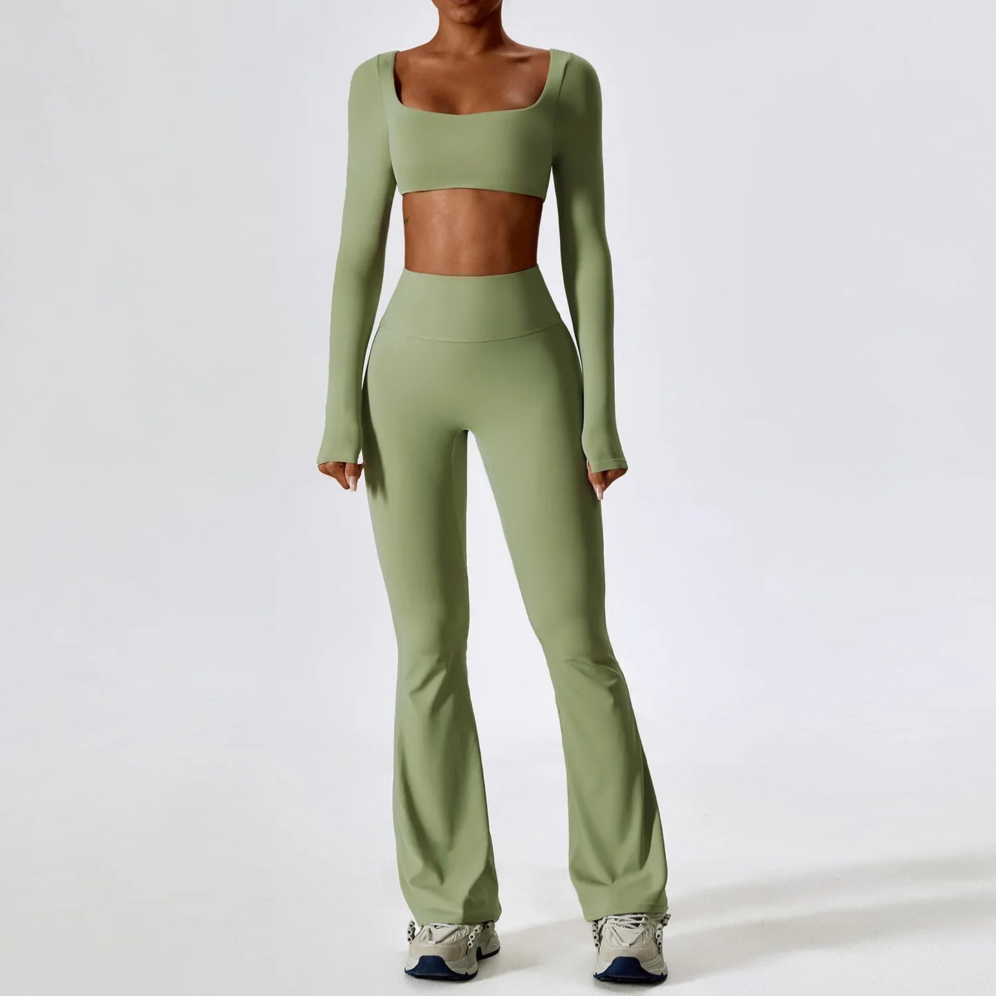 Flexi Flare Scrunch Leggings & Long Sleeve Crop Top Set