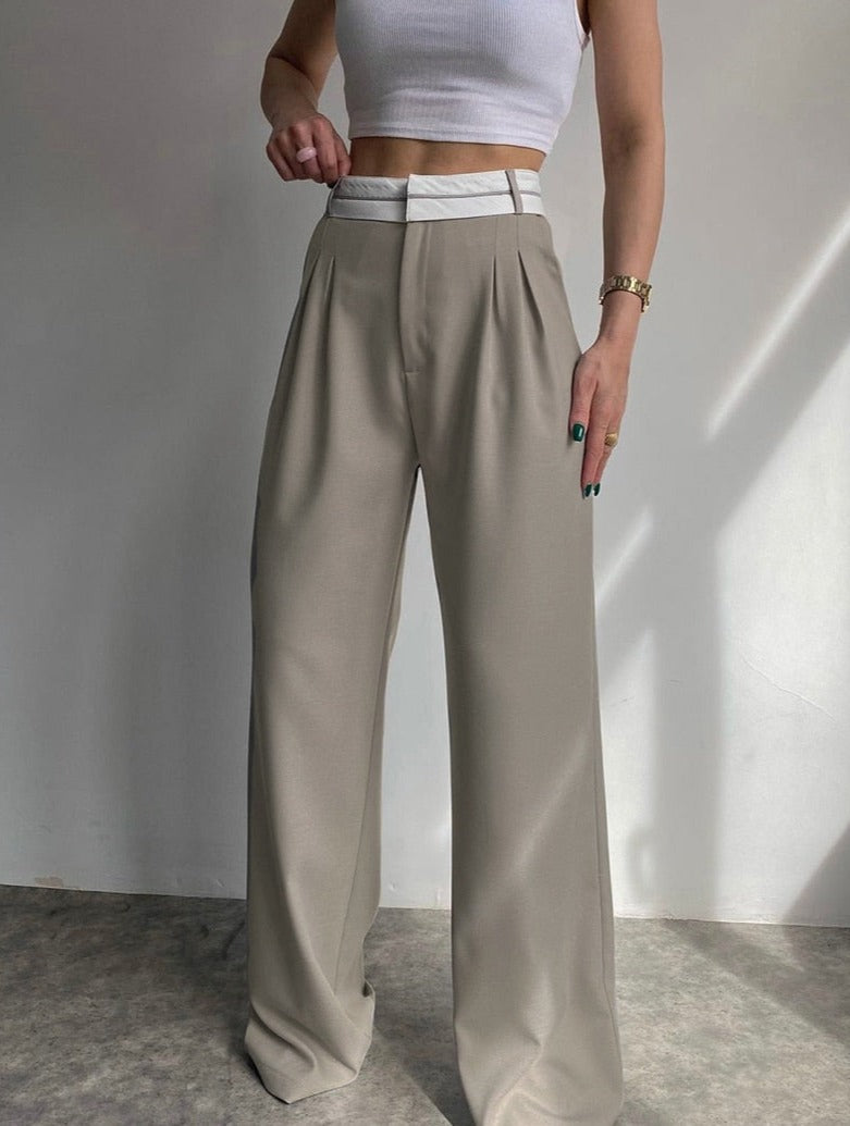 Gray Area High Waist Straight Trousers