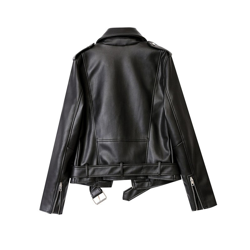 Belted Faux Leather Jacket