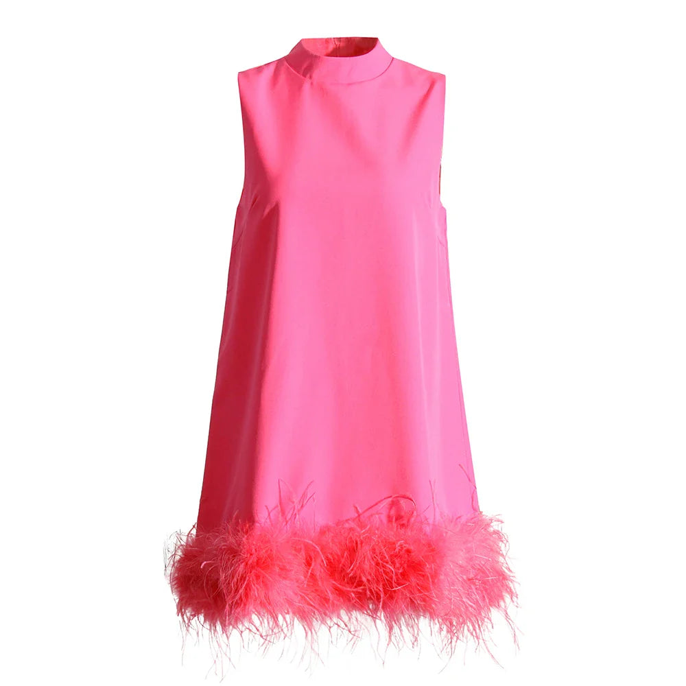 Luxe A Line Feather Tassel Dress