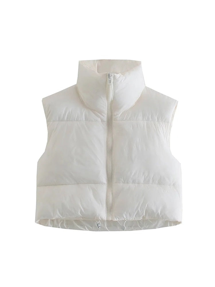 High Neck Padded Cropped Gilet