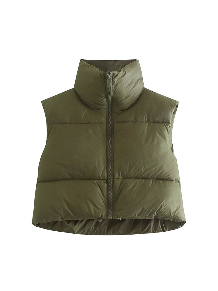 High Neck Padded Cropped Gilet