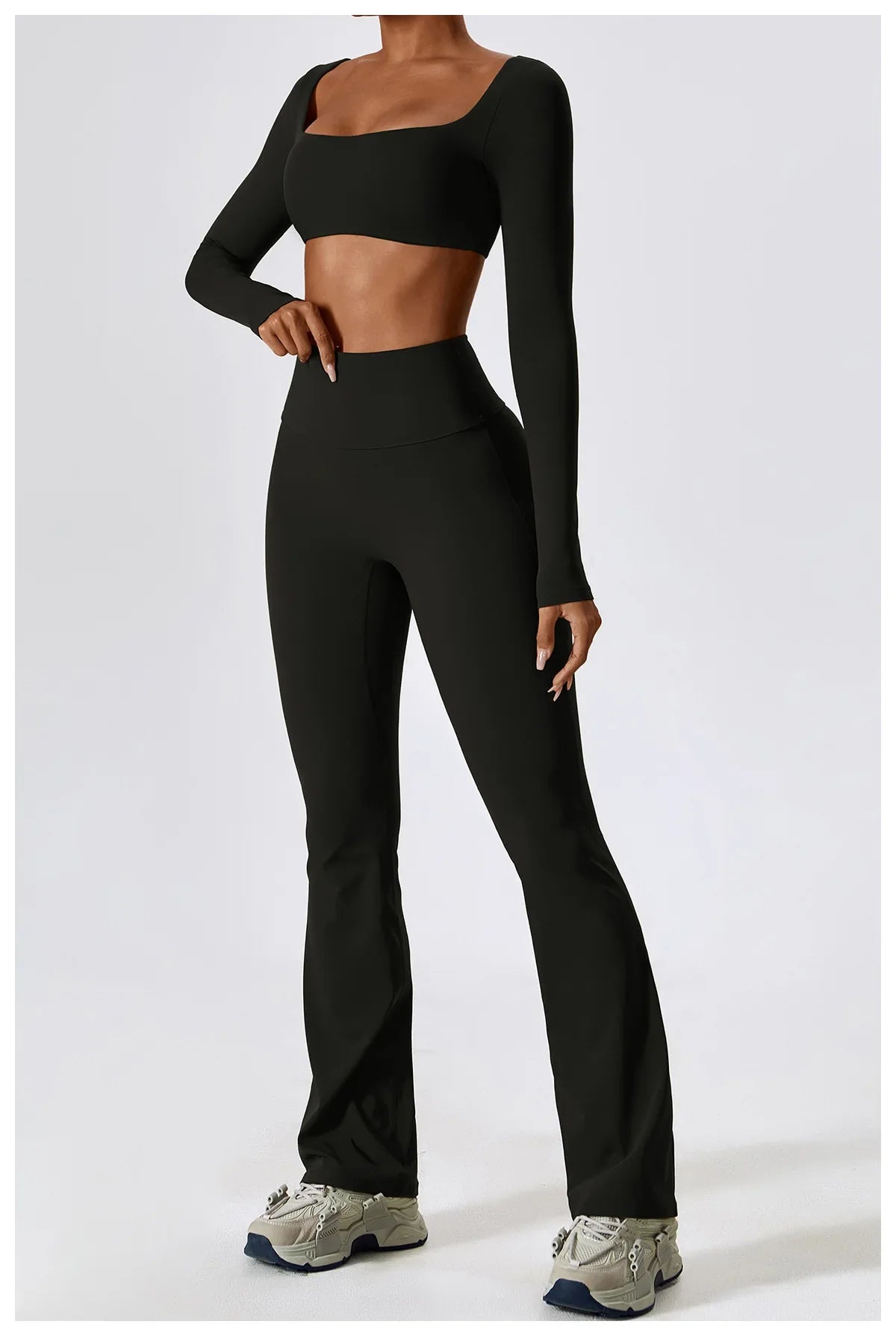 Flexi Flare Scrunch Leggings & Long Sleeve Crop Top Set